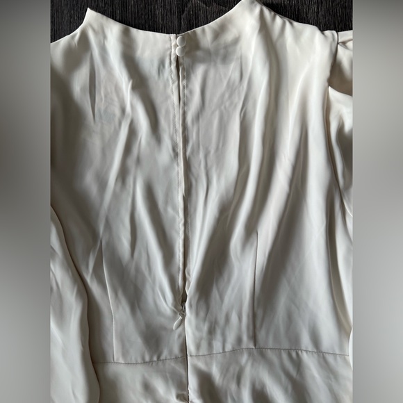 Fashion to Figure Cream Midi Cinched Dress with Ruching + Belt - Picture 13 of 15